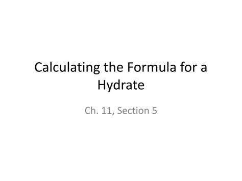 Ppt Calculating The Formula For A Hydrate Powerpoint Presentation