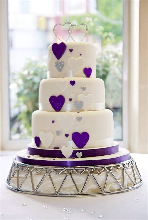 Purple Hearts Wedding Cake Heart Wedding Cakes Purple