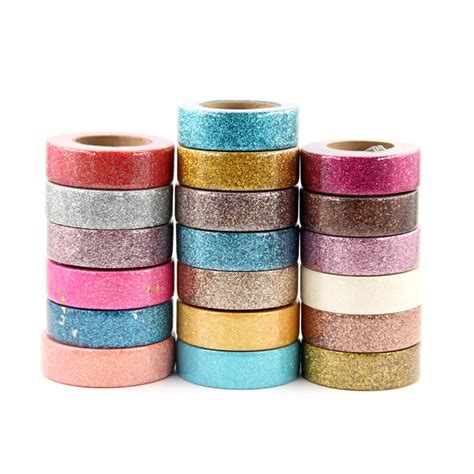 1pc glitter washi tape stationery scrapbooking decorative adhesive tapes diy color masking tape