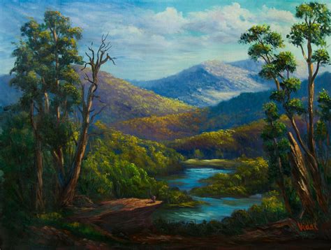 Along The Snowy River Victoria Original Oil Painting Christopher