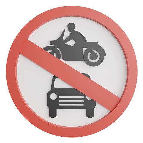 No Cars Motorcycles Sign Clipart Flat Design Icon Isolated On