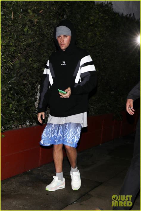 Justin Bieber Rewears Outfit Including Balenciaga Hoodie For Night Out With Hailey Bieber After