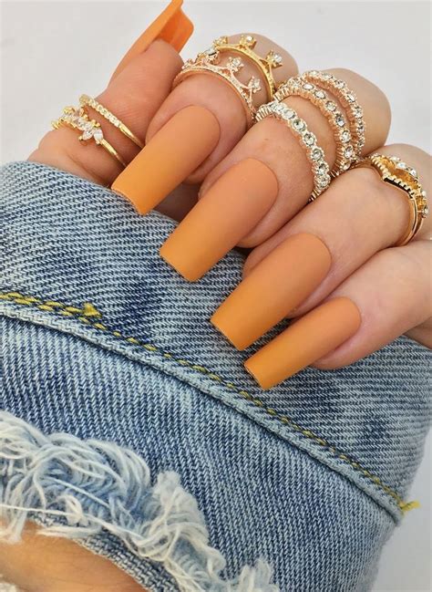 35 Stunning Burnt Orange Nails To Get You Ready For Fall Yellow Nails