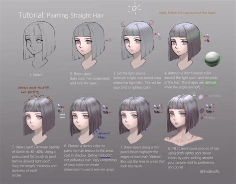 Tutorial Painting Straight Hair By Endlessrz Digital Painting