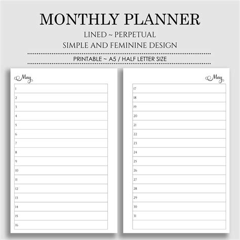 Free Printable Monthly Calendar With Lines Calendar Templates