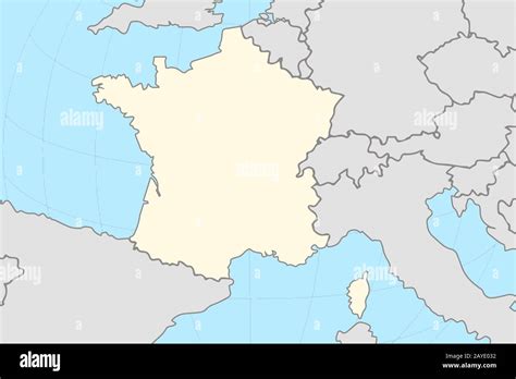 Part Of European World Map With France Map Showing Country Highlighted
