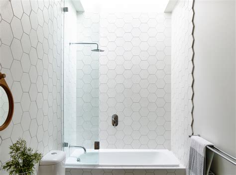 For a hexagon bathroom tile, it is alright to tile straightforwardly onto the drywall. Suburb Cottage Home Expanded Into A Fresh Family Residence ...