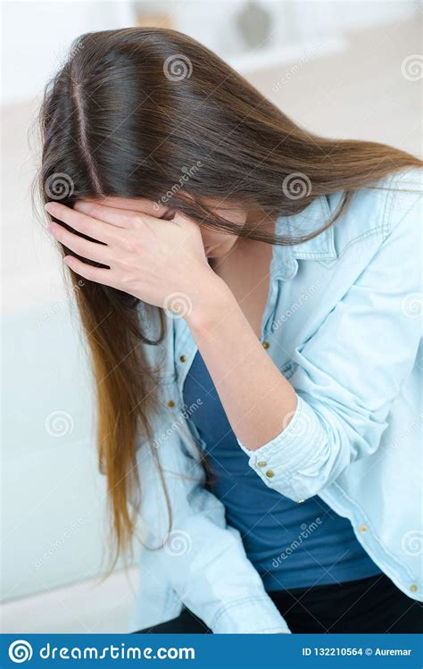 Young Depressed Woman At Home Stock Photo Image Of Stress Migraine