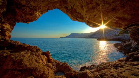 Free Download 46955 Sunset Sea Cave Wallpapers Wallpaper Hd Desktop