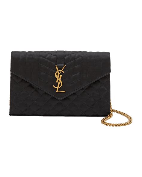 Saint Laurent Ysl Quilted Satin Wallet On Chain Neiman Marcus