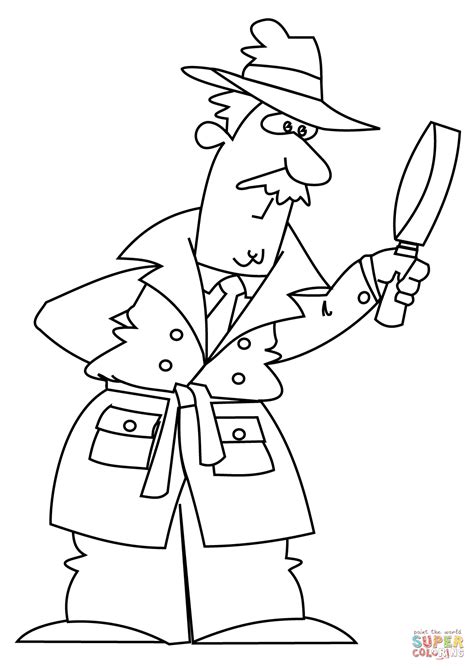 Cartoon Detective Coloring Page Free Printable Coloring Pages