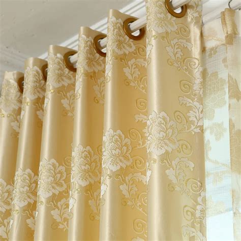 European Golden Curtains For Living Room Luxury Jacquard Window Panel