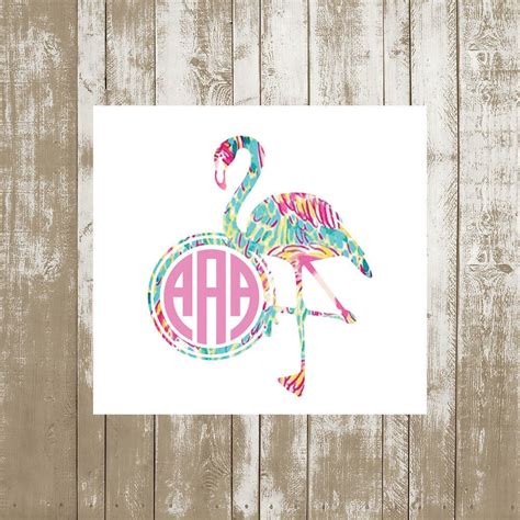 Flamingo Monogram Decal Monogram Flamingo Vinyl Decal Etsy Monogram