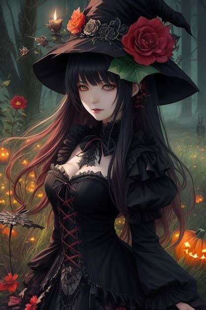 Premium Ai Image Mystical Enchantment Beautiful Anime Girl In Wizard Hat