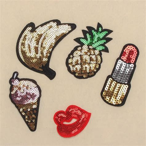 Buy Mixed 5pcs Applique Sequin Patches For Clothing