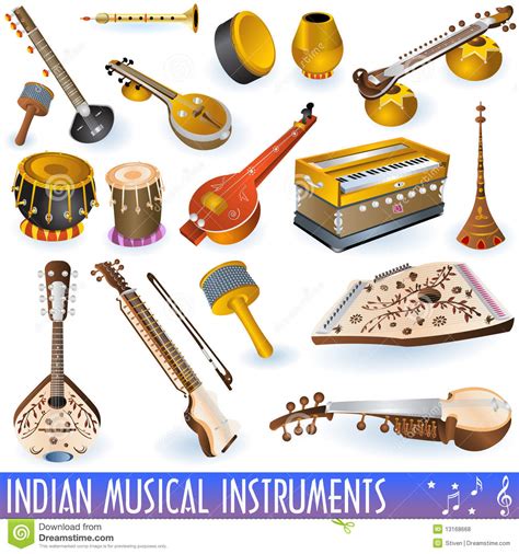 This musical instrument descended from the rabab of the middle east. Indian musical collection stock vector. Illustration of traditional - 13168668