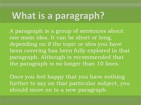 The answer to how long a paragraph should be is that it can be of any duration that coheres in expressing its main idea. Paragraphs and topic sentences