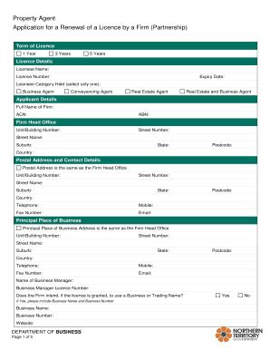 Fillable Online Nt Gov Property Agent Application For A Renewal Of A