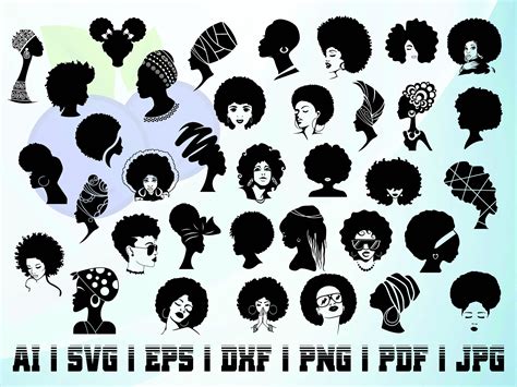 35 Afro Woman Svg Silhouette Afro Girl Queen Hair Style Etsy