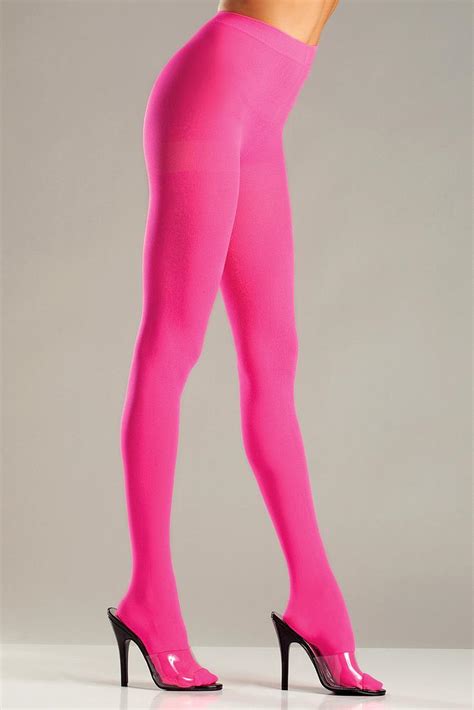 Hot Pink Opaque Nylon Pantyhose Lionellanet