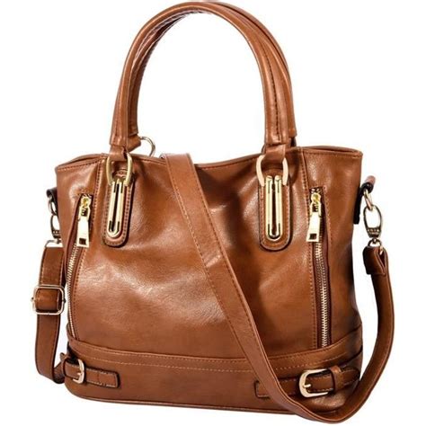 Vbiger Sac Main En Cuir Femmes Marron Cdiscount Bagagerie Maroquinerie