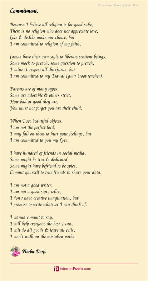 Commitment Poem By Norbu Dorji