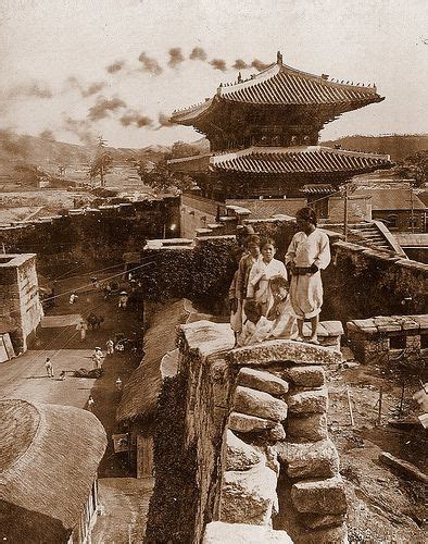 Old Korea Land Of The Morning Calm Kids On The City Wall Seoul By