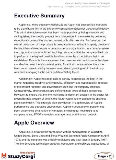 Apple Inc History Vision Mission And Strategies Free Essay Example