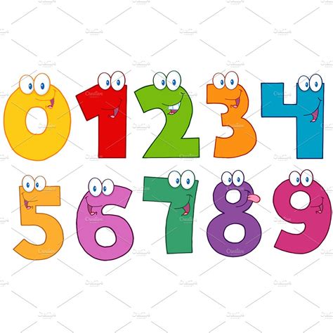 Happy Numbers Collection Illustrator Graphics Creative Market