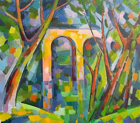 Abstract Oil Painting Bridge To The Forest Peter Tovpev Ndobr59 18472