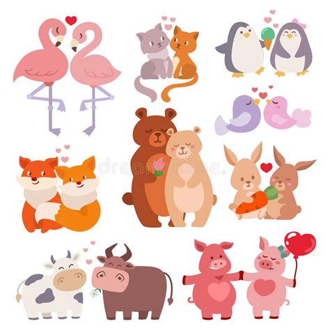 Cute Animals Couples In Love Collection Happy Valentines
