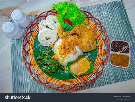 Indonesian Traditional Food Fried Chicken Rice Stock Photo 2167983097