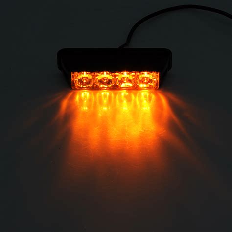 2x 1224v 4led Yellow Strobe Flashing Light Emergency Hazard Truck