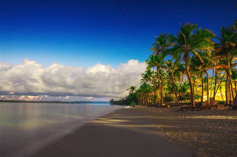 Punta Cana Tropical Beach At Sunrise Dominican Republic Stock Image