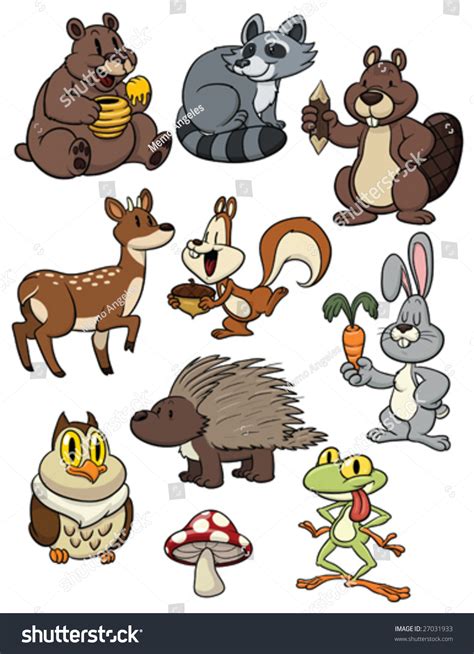 Cute Cartoon Forest Animals All Characters In Royalty Free Stock