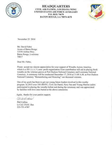Air Force Spouse Letter Of Appreciation Usaf Letter Of Appreciation