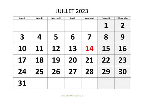 Calendrier Juillet 2023 A Imprimer Images
