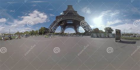 360 Vr People Visiting The Eiffel Tower In Paris France Stock Photo