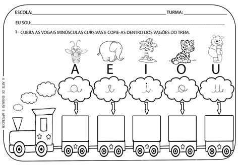 Atividade Pronta Escrita De Vogais Cursivas A Arte De Ensinar E