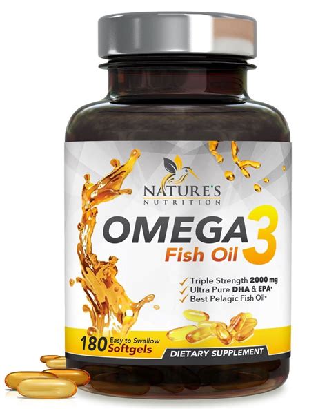 Natures Nutrition Omega 3 Fish Oil Pills 2000mg 180 Ct