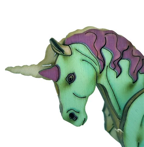 Unicorn Horse / colored 3D Wooden Puzzle | Touchwoodesign