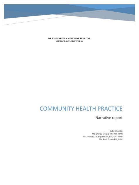 Community Health Practice Narrative Report Pdf Medical Humanities
