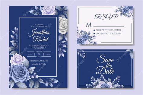 Premium Vector Elegant Floral Wedding Invitation Template