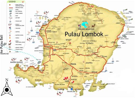 Peta Objek Wisata Lombok Tempat Wisata Indonesia