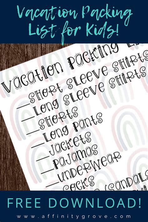 Cute And Easy Vacation Packing List For Kids • Affinity Grove