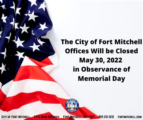 Memorial Day City Building Closed City Of Fort Mitchell Ky