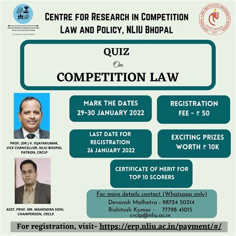 Nliu Crclp National Competition Law Quiz Competition 2022 Register Now