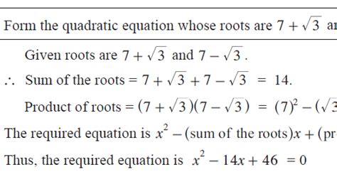Algebra quadratic equations and functions vertex form of a quadratic equation. OMTEX CLASSES: Form the quadratic equation whose roots are ...