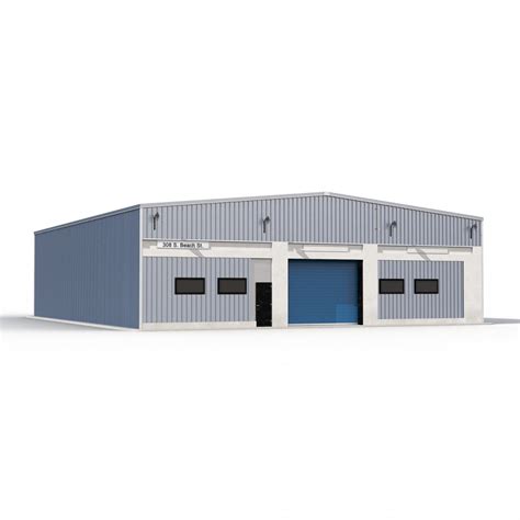 Warehouse Building Blue 3d Model Cgstudio