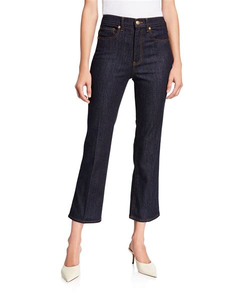 Tory Burch Denim Cropped Boot Cut Jeans In Blue Save 38 Lyst